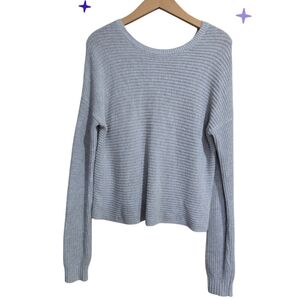 Hollister Women's Light Gray Sweater With Super Cute Back Cross Size Small